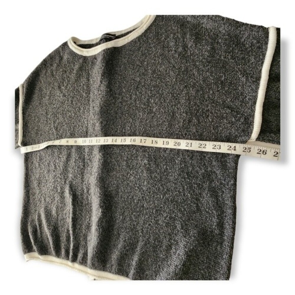 Maison Mascallier Sweater Fringe Trim on Back Grey White Size L - Picture 3 of 9